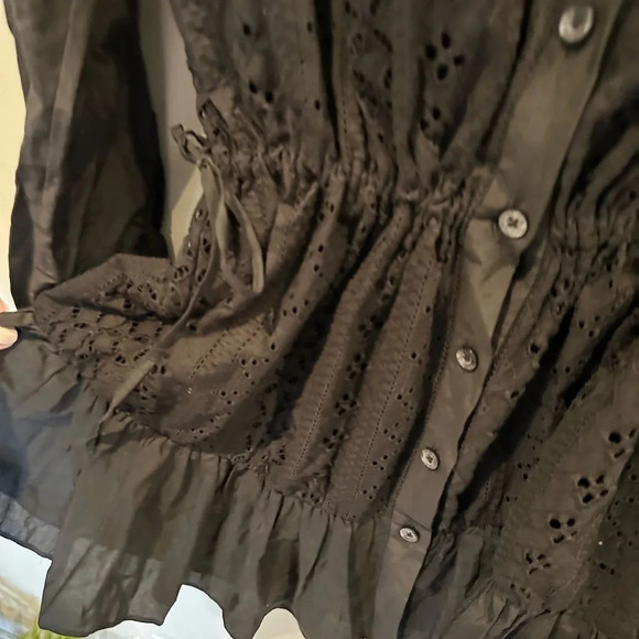 Thakoon Long Sleeve Cotton Eyelet Shirtdress Black Women's sz 8 100%Cotton E0137 - Picture 7 of 10